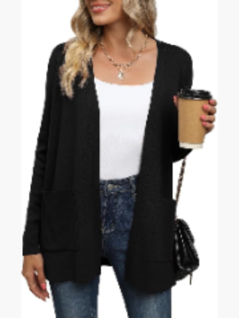 Lightweight Long Sleeve Open Front Cardigan with Pockets